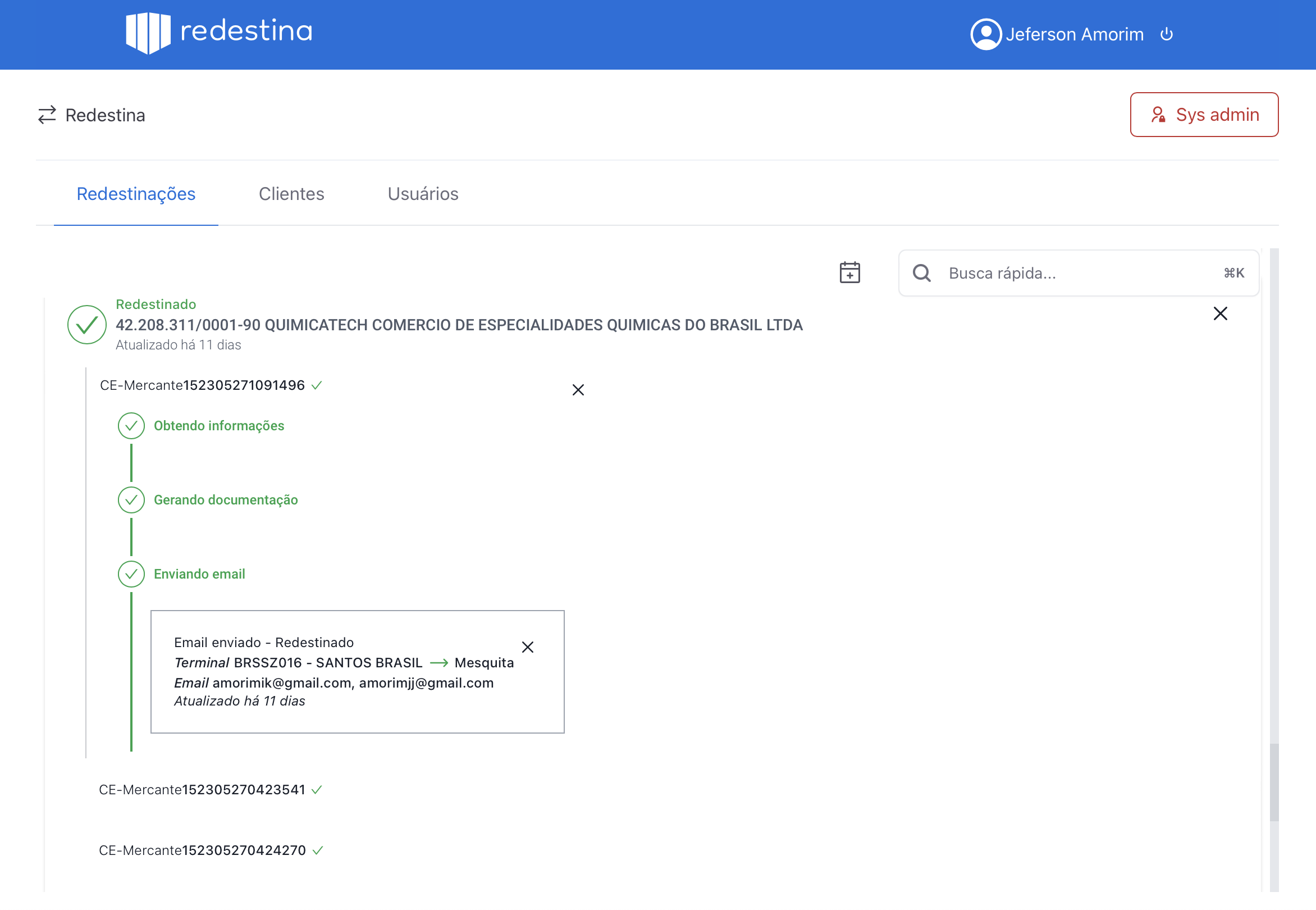 Pagina de redestinação